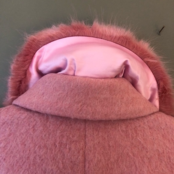 KATE SPADE •Rare• Faux Fur Trim Coat Tulip Pink Coat Jacket Size 2 - Picture 6 of 11